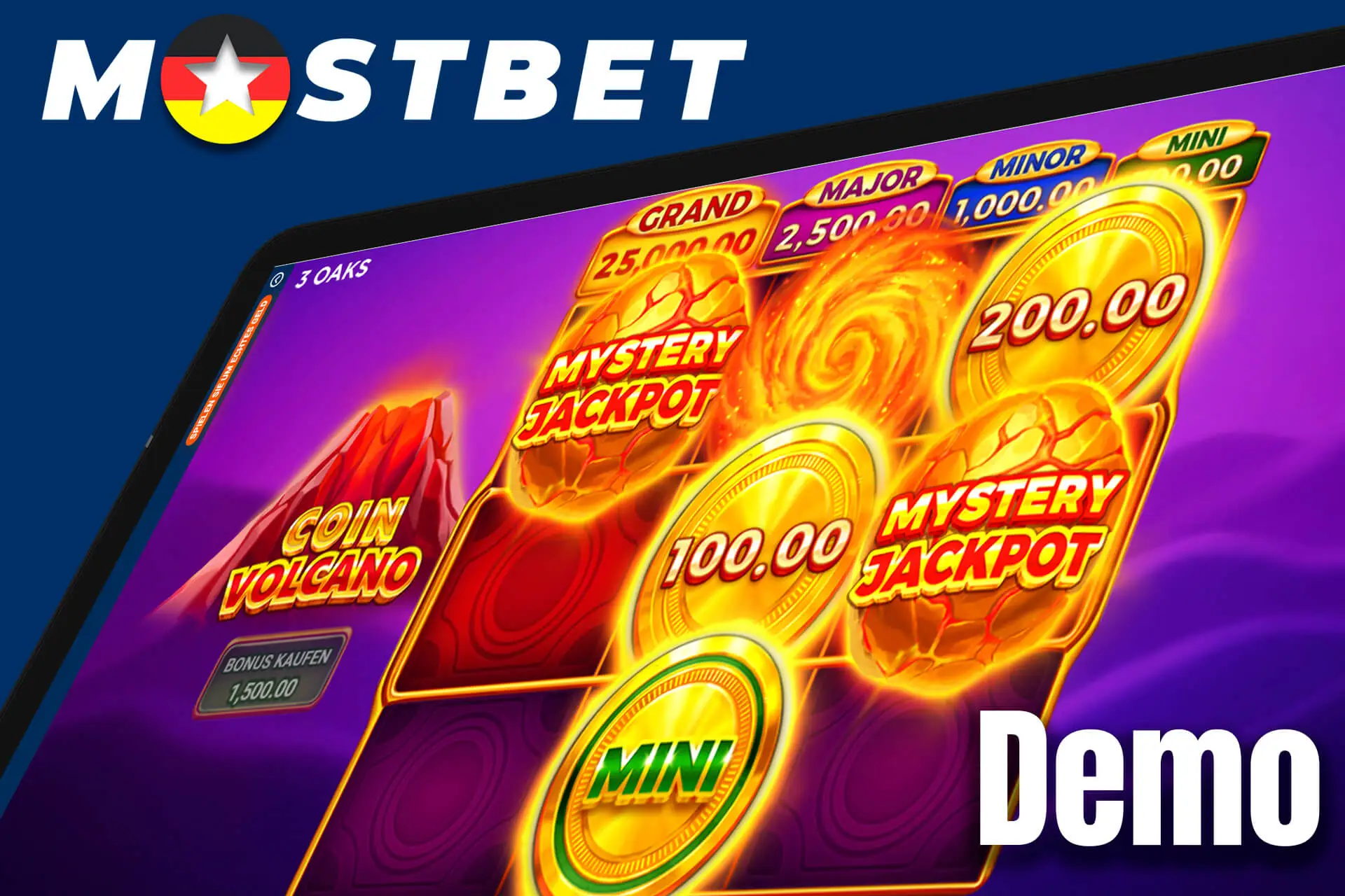 Üben Sie, indem Sie die Demoversion des Spiels Coin Volcano spielen
