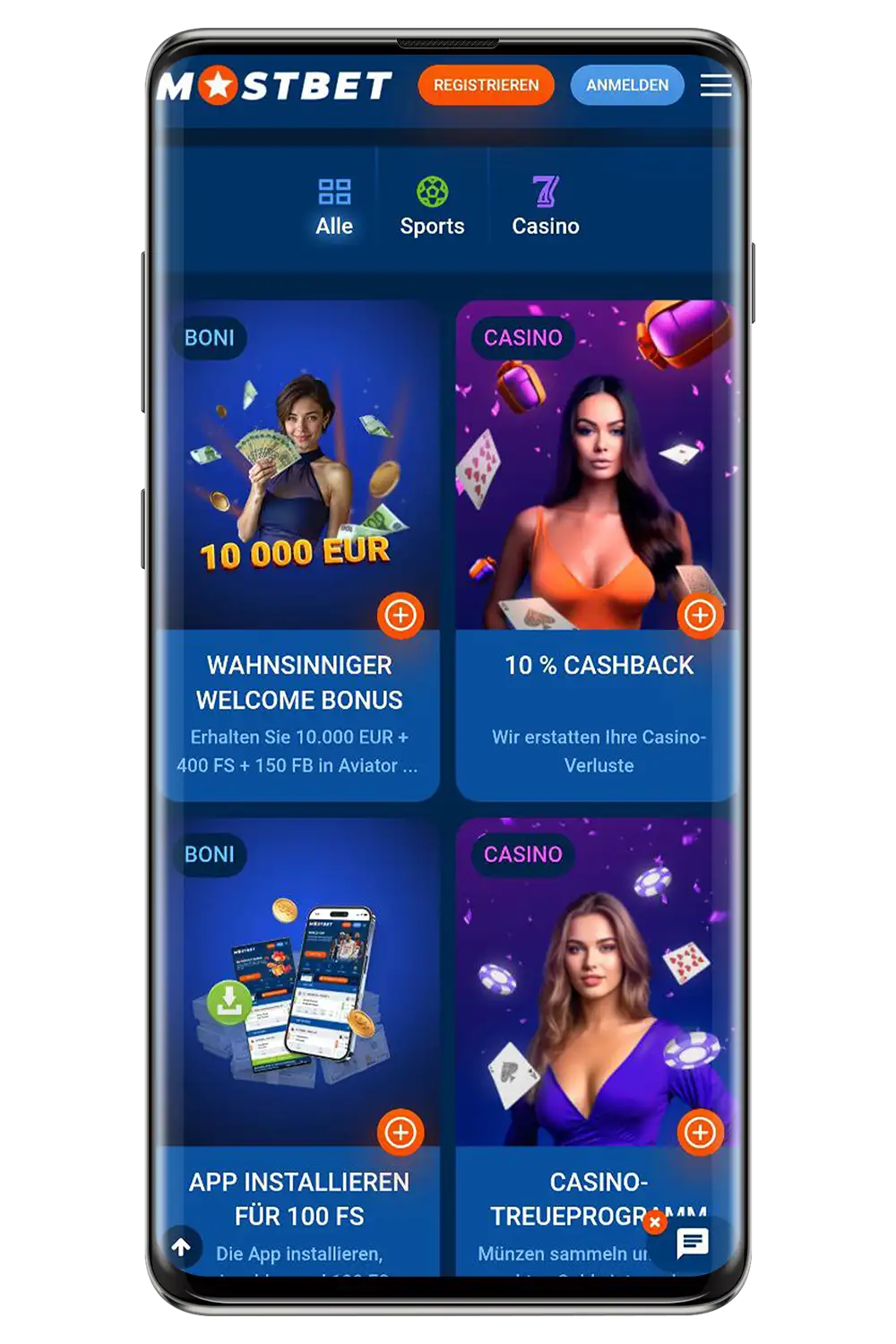 Screenshot der offiziellen Mostbet-Seite