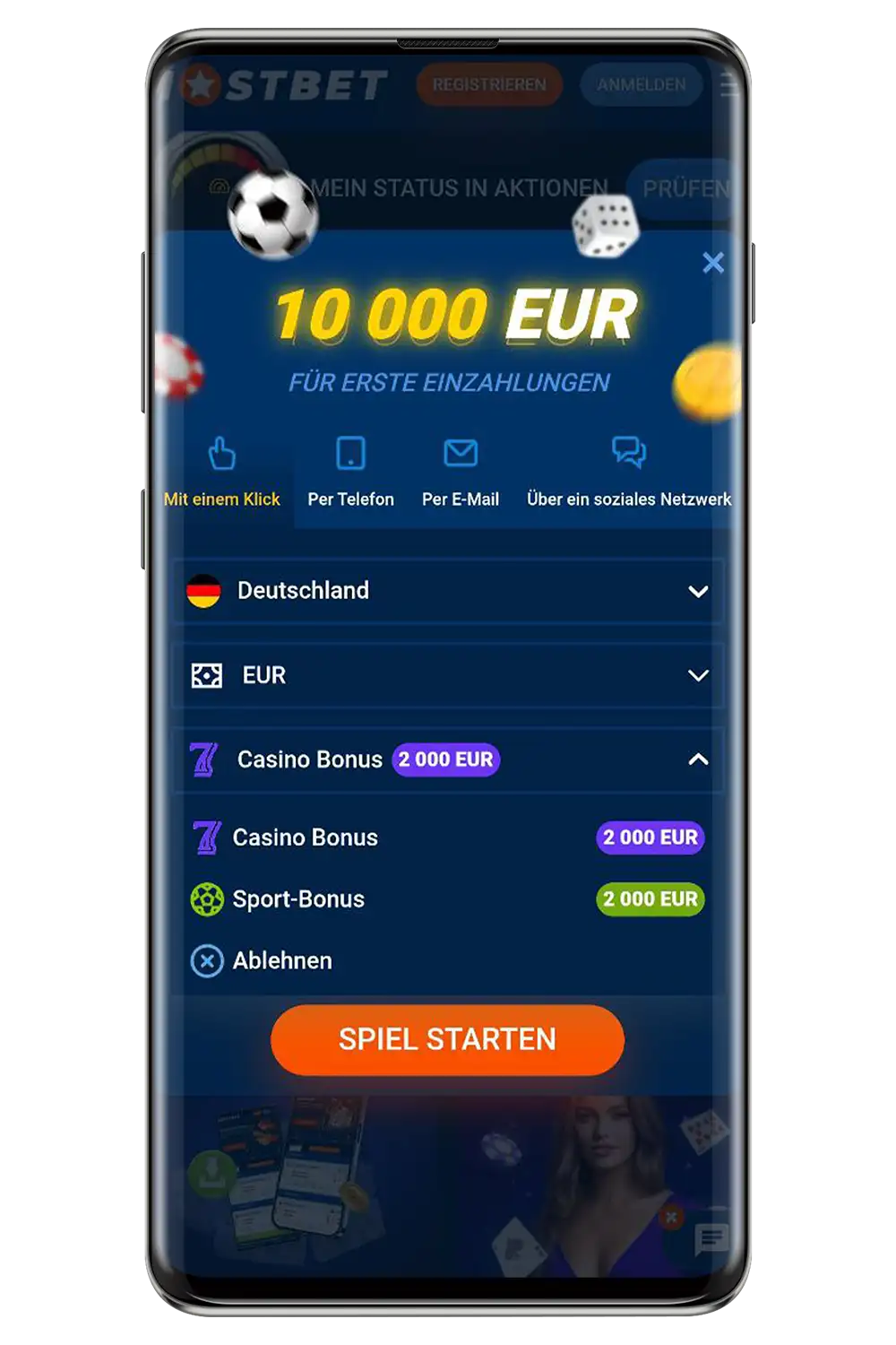 Screenshot der offiziellen Mostbet-Seite