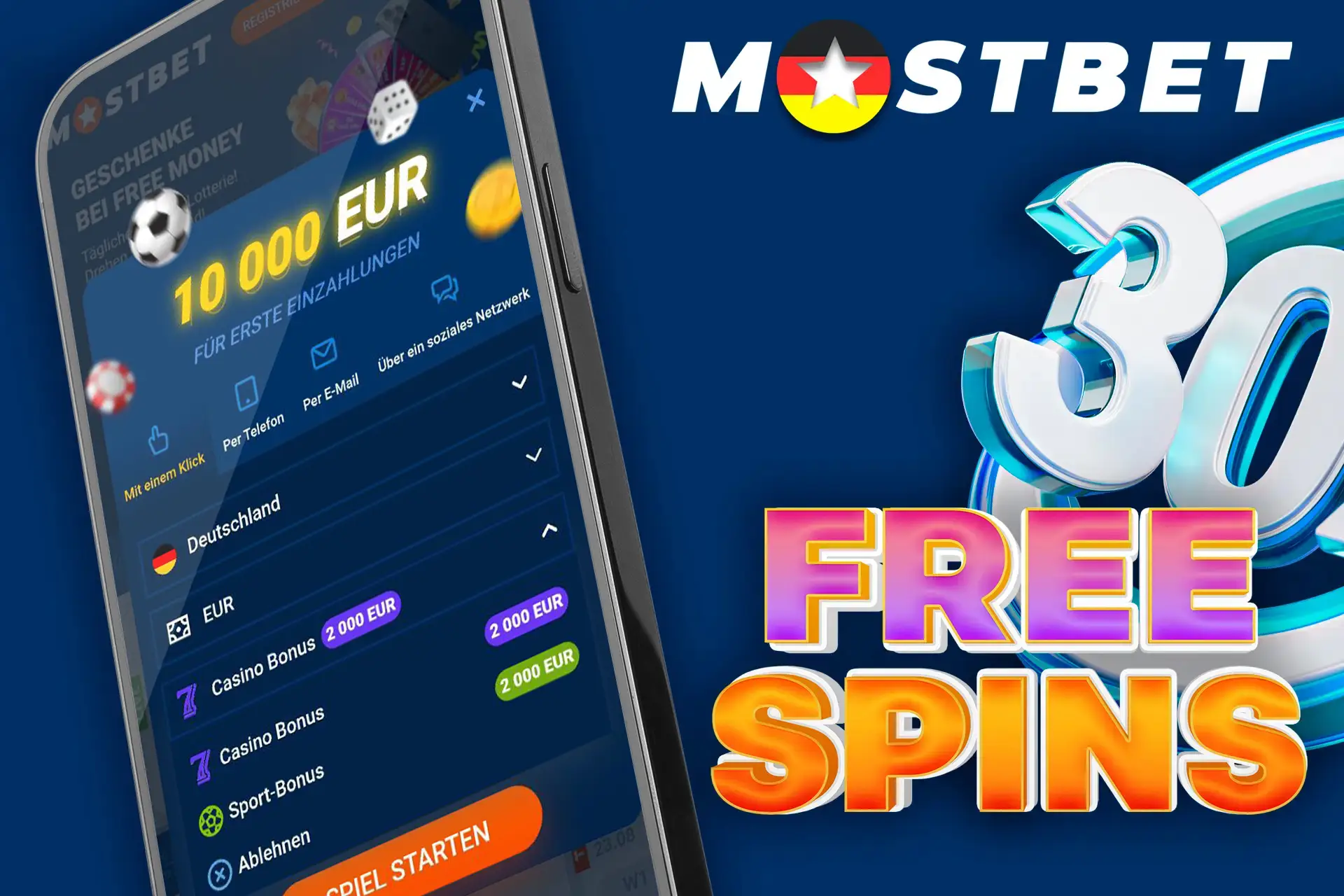 Registrieren Sie sich und erhalten Sie 30 Freispiele
